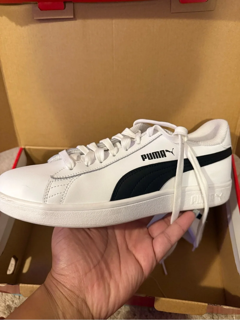 Puma Men's White Sneakers with Black Formstripe
